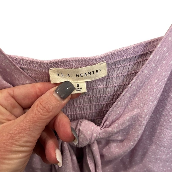 PacSun LA Hearts Tie Front Dotted Flowy Cami Blouse in Pink Size S - Picture 5 of 6